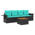 Casa si Gradina - Gradina si terasa - Mobilier exterior - Seturi mobila gradina - Set canapele de gradina cu perne, 5 piese, negru, poliratan - Infinity.ro
