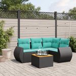 Casa si Gradina - Gradina si terasa - Mobilier exterior - Seturi mobila gradina - Set mobilier de gradina cu perne, 5 piese, negru, poliratan - Infinity.ro