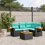 Casa si Gradina - Gradina si terasa - Mobilier exterior - Seturi mobila gradina - Set canapele de gradina cu perne, 5 piese, negru, poliratan - Infinity.ro