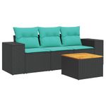 Casa si Gradina - Gradina si terasa - Mobilier exterior - Seturi mobila gradina - Set mobilier de gradina cu perne, 4 piese, negru, poliratan - Infinity.ro