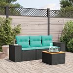 Casa si Gradina - Gradina si terasa - Mobilier exterior - Seturi mobila gradina - Set mobilier de gradina cu perne, 4 piese, negru, poliratan - Infinity.ro