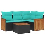 Casa si Gradina - Gradina si terasa - Mobilier exterior - Seturi mobila gradina - Set mobilier de gradina cu perne, 5 piese, negru, poliratan - Infinity.ro