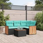Casa si Gradina - Gradina si terasa - Mobilier exterior - Seturi mobila gradina - Set mobilier de gradina cu perne, 5 piese, negru, poliratan - Infinity.ro