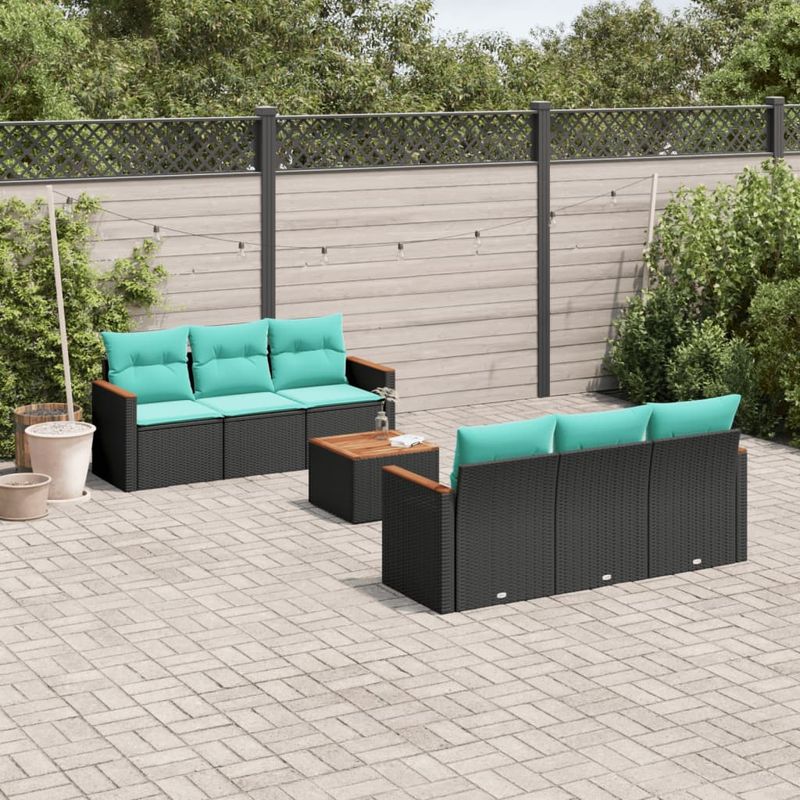 Casa si Gradina - Gradina si terasa - Mobilier exterior - Seturi mobila gradina - Set canapele de gradina cu perne, 7 piese, negru, poliratan - Infinity.ro