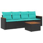 Casa si Gradina - Gradina si terasa - Mobilier exterior - Seturi mobila gradina - Set canapele de gradina cu perne, 5 piese, negru, poliratan - Infinity.ro