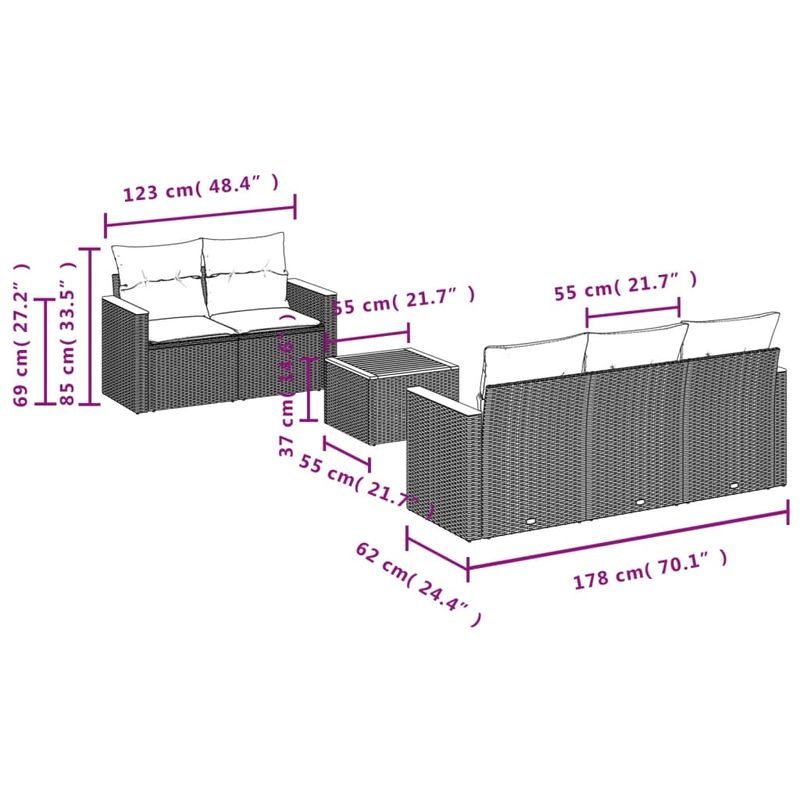 Casa si Gradina - Gradina si terasa - Mobilier exterior - Seturi mobila gradina - Set canapele de gradina cu perne, 6 piese, negru, poliratan - Infinity.ro