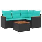 Casa si Gradina - Gradina si terasa - Mobilier exterior - Seturi mobila gradina - Set canapele de gradina cu perne, 5 piese, negru, poliratan - Infinity.ro