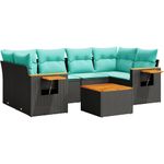 Casa si Gradina - Gradina si terasa - Mobilier exterior - Seturi mobila gradina - Set canapele de gradina cu perne, 7 piese, negru, poliratan - Infinity.ro