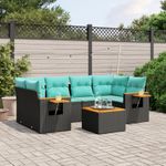 Casa si Gradina - Gradina si terasa - Mobilier exterior - Seturi mobila gradina - Set canapele de gradina cu perne, 7 piese, negru, poliratan - Infinity.ro