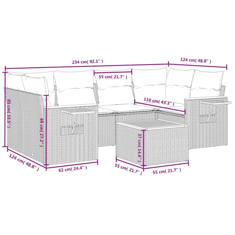Casa si Gradina - Gradina si terasa - Mobilier exterior - Seturi mobila gradina - Set canapele de gradina cu perne, 7 piese, negru, poliratan - Infinity.ro