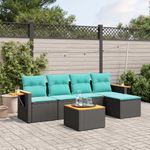 Casa si Gradina - Gradina si terasa - Mobilier exterior - Seturi mobila gradina - Set canapele de gradina cu perne, 6 piese, negru, poliratan - Infinity.ro