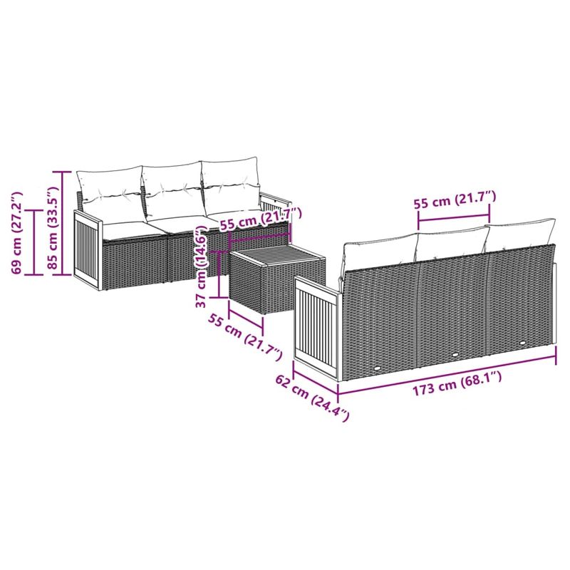 Casa si Gradina - Gradina si terasa - Mobilier exterior - Seturi mobila gradina - Set canapele de gradina cu perne, 7 piese, negru, poliratan - Infinity.ro