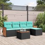 Casa si Gradina - Gradina si terasa - Mobilier exterior - Seturi mobila gradina - Set canapele de gradina cu perne, 6 piese, negru, poliratan - Infinity.ro