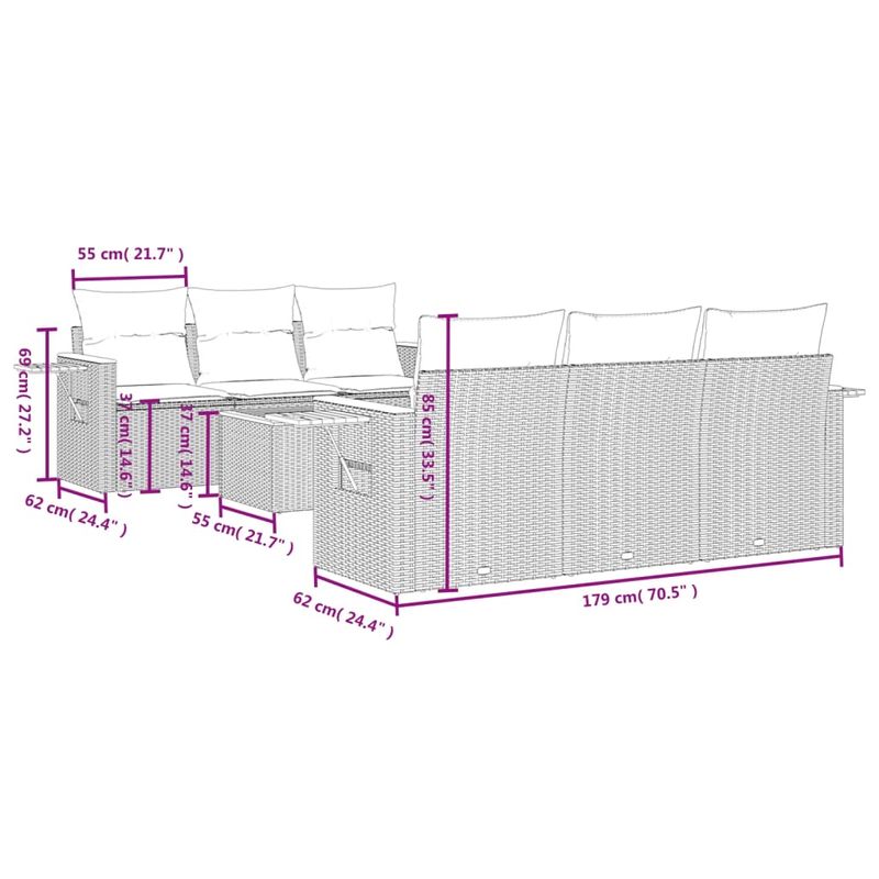 Casa si Gradina - Gradina si terasa - Mobilier exterior - Seturi mobila gradina - Set canapele de gradina cu perne, 7 piese, negru, poliratan - Infinity.ro