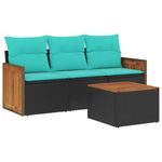 Casa si Gradina - Gradina si terasa - Mobilier exterior - Seturi mobila gradina - Set mobilier de gradina cu perne, 4 piese, negru, poliratan - Infinity.ro