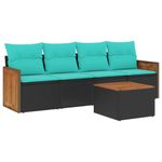 Casa si Gradina - Gradina si terasa - Mobilier exterior - Seturi mobila gradina - Set mobilier de gradina cu perne, 5 piese, negru, poliratan - Infinity.ro
