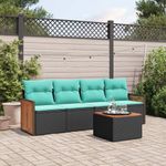Casa si Gradina - Gradina si terasa - Mobilier exterior - Seturi mobila gradina - Set mobilier de gradina cu perne, 5 piese, negru, poliratan - Infinity.ro