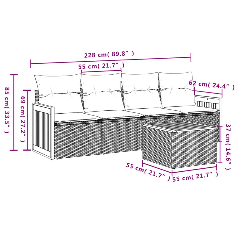 Casa si Gradina - Gradina si terasa - Mobilier exterior - Seturi mobila gradina - Set mobilier de gradina cu perne, 5 piese, negru, poliratan - Infinity.ro