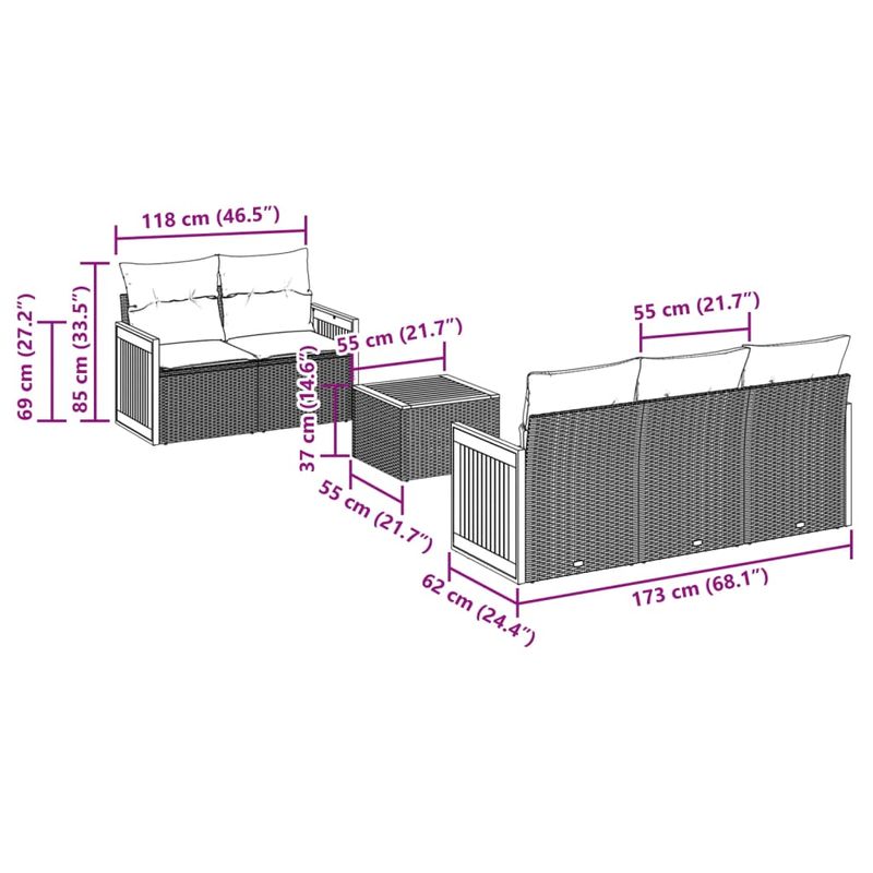 Casa si Gradina - Gradina si terasa - Mobilier exterior - Seturi mobila gradina - Set canapele de gradina cu perne, 6 piese, negru, poliratan - Infinity.ro