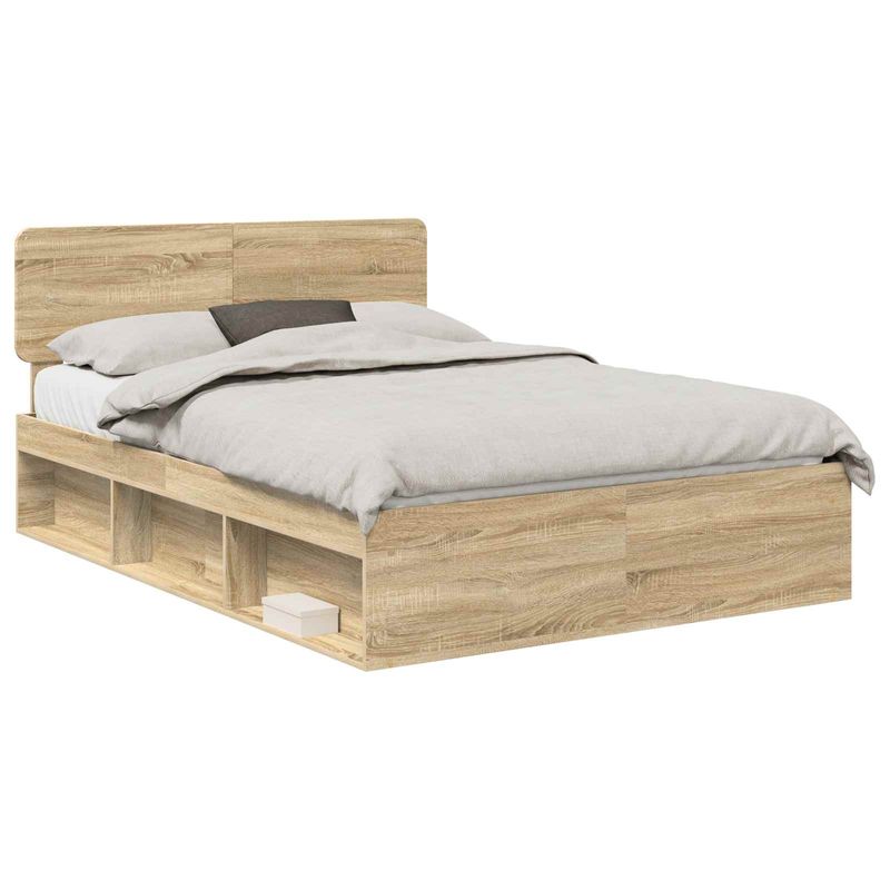 Casa si Gradina - Mobilier - Paturi si accesorii - Paturi - Cadru de pat cu headboard Sonoma 140 x 190 cm Lemn de pin masiv - Infinity.ro