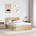 Casa si Gradina - Mobilier - Paturi si accesorii - Paturi - Cadru de pat cu headboard Sonoma 140 x 190 cm Lemn de pin masiv - Infinity.ro