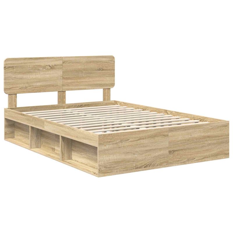 Casa si Gradina - Mobilier - Paturi si accesorii - Paturi - Cadru de pat cu headboard Sonoma 140 x 190 cm Lemn de pin masiv - Infinity.ro