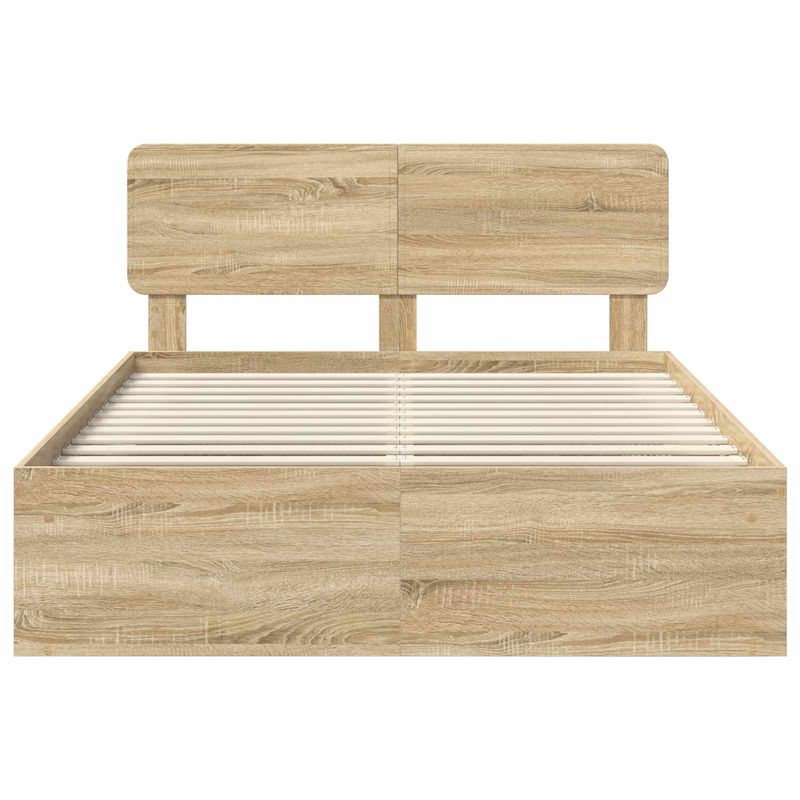 Casa si Gradina - Mobilier - Paturi si accesorii - Paturi - Cadru de pat cu headboard Sonoma 140 x 190 cm Lemn de pin masiv - Infinity.ro