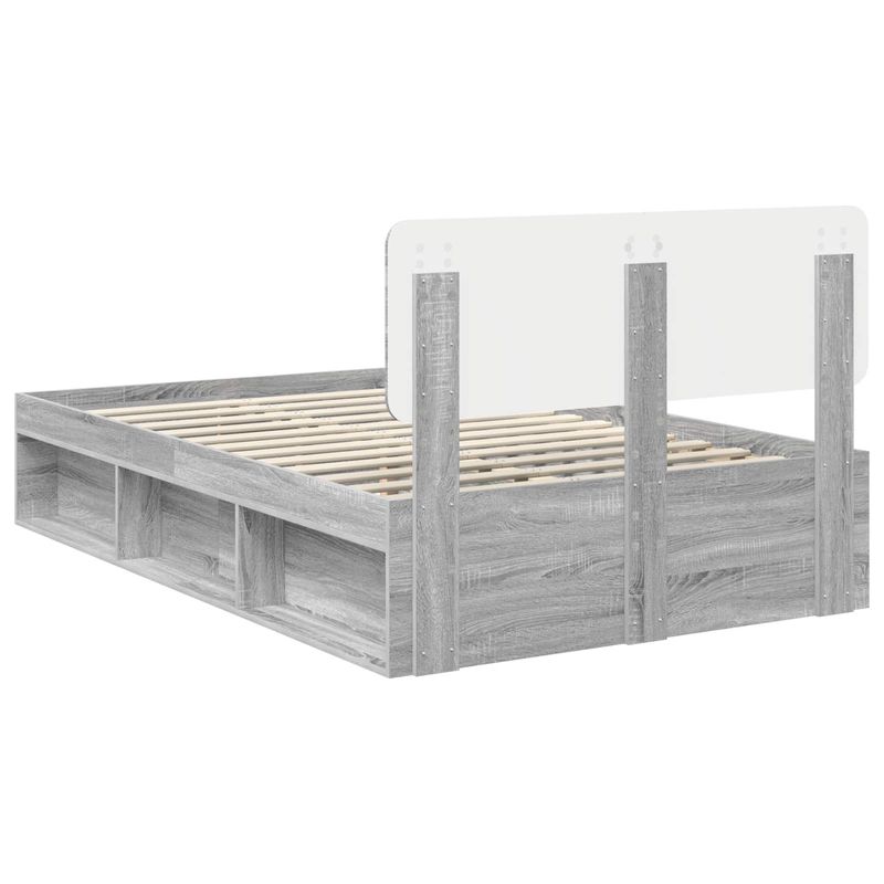 Casa si Gradina - Mobilier - Paturi si accesorii - Paturi - Cadru de pat Gri Sonoma 135 x 190 cm Lemn de pin masiv - Infinity.ro