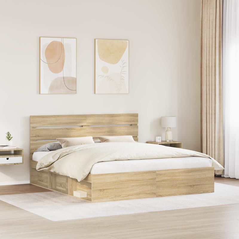 Casa si Gradina - Mobilier - Paturi si accesorii - Paturi - Cadru de pat cu headboard Sonoma 180 x 200 cm Lemn de pin masiv - Infinity.ro