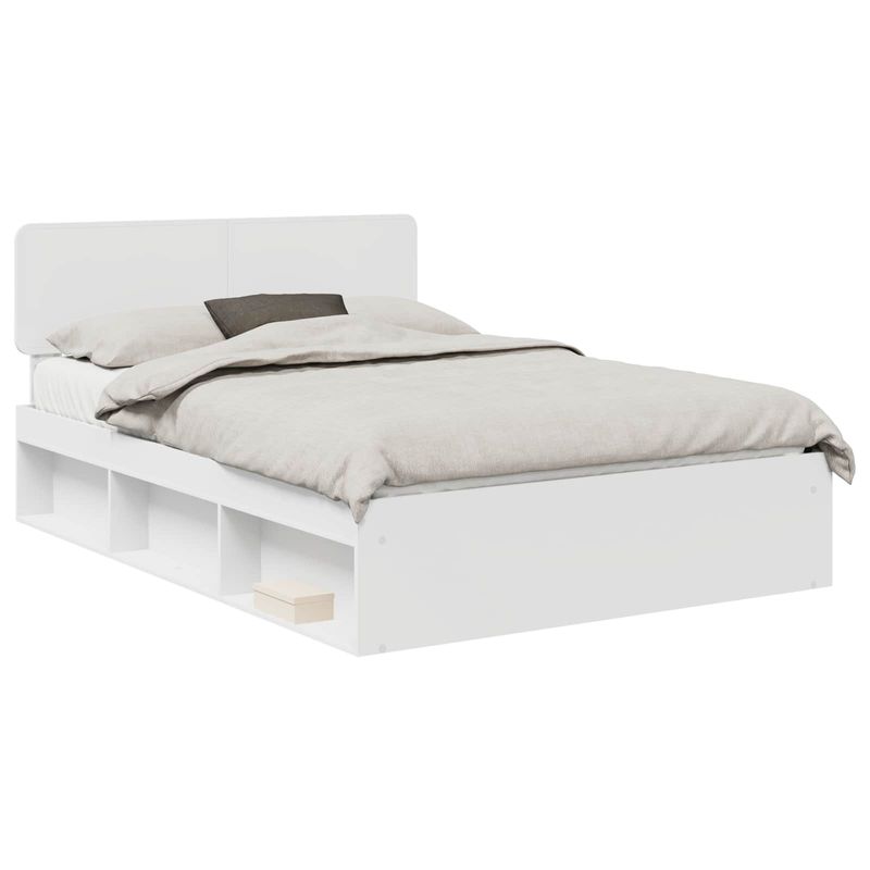 Casa si Gradina - Mobilier - Paturi si accesorii - Paturi - Cadru de pat cu headboard Alb 140 x 200 cm Lemn de pin masiv - Infinity.ro