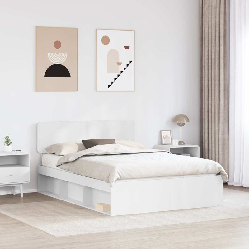 Casa si Gradina - Mobilier - Paturi si accesorii - Paturi - Cadru de pat cu headboard Alb 140 x 200 cm Lemn de pin masiv - Infinity.ro