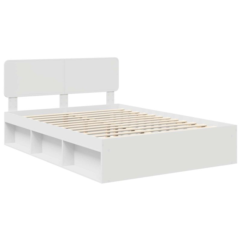 Casa si Gradina - Mobilier - Paturi si accesorii - Paturi - Cadru de pat cu headboard Alb 140 x 200 cm Lemn de pin masiv - Infinity.ro