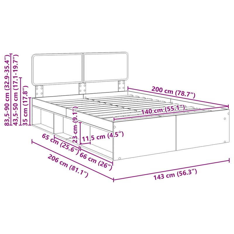 Casa si Gradina - Mobilier - Paturi si accesorii - Paturi - Cadru de pat cu headboard Alb 140 x 200 cm Lemn de pin masiv - Infinity.ro
