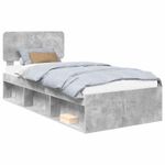 Casa si Gradina - Mobilier - Paturi si accesorii - Paturi - Cadru de pat cu headboard Beton 90 x 200 cm Lemn de pin masiv - Infinity.ro
