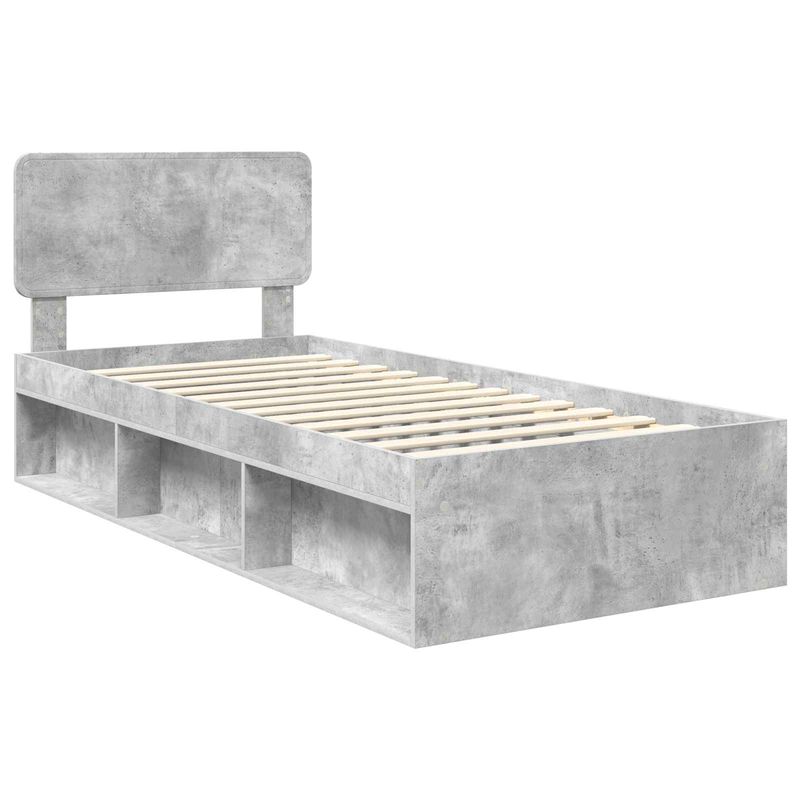 Casa si Gradina - Mobilier - Paturi si accesorii - Paturi - Cadru de pat cu headboard Beton 90 x 200 cm Lemn de pin masiv - Infinity.ro