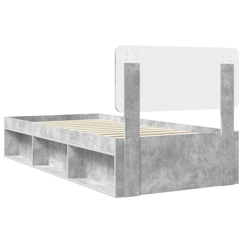 Casa si Gradina - Mobilier - Paturi si accesorii - Paturi - Cadru de pat cu headboard Beton 90 x 200 cm Lemn de pin masiv - Infinity.ro