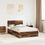 Casa si Gradina - Mobilier - Paturi si accesorii - Paturi - Cadru de pat cu headboard Lemn vechi 135 x 190 cm Lemn compozit - Infinity.ro