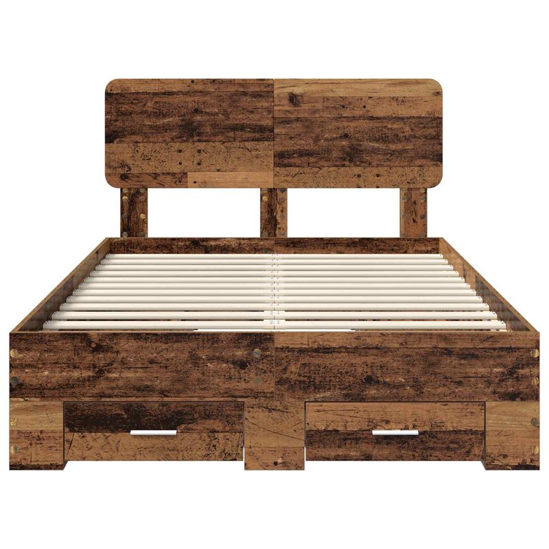 Casa si Gradina - Mobilier - Paturi si accesorii - Paturi - Cadru de pat cu headboard Lemn vechi 135 x 190 cm Lemn compozit - Infinity.ro
