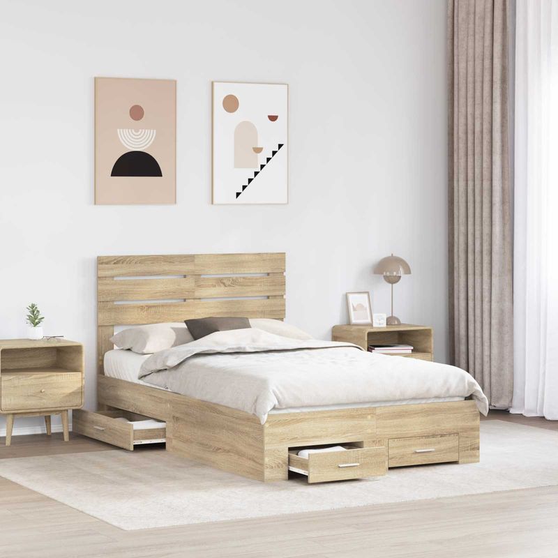 Casa si Gradina - Mobilier - Paturi si accesorii - Paturi - Cadru de pat cu sertar cu headboard cu depozitare Lemn compozit - Infinity.ro
