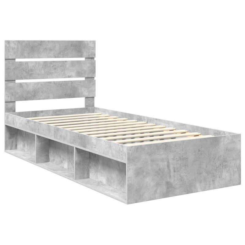 Casa si Gradina - Mobilier - Paturi si accesorii - Paturi - Cadru de pat cu headboard Beton 90 x 200 cm Lemn de pin masiv - Infinity.ro
