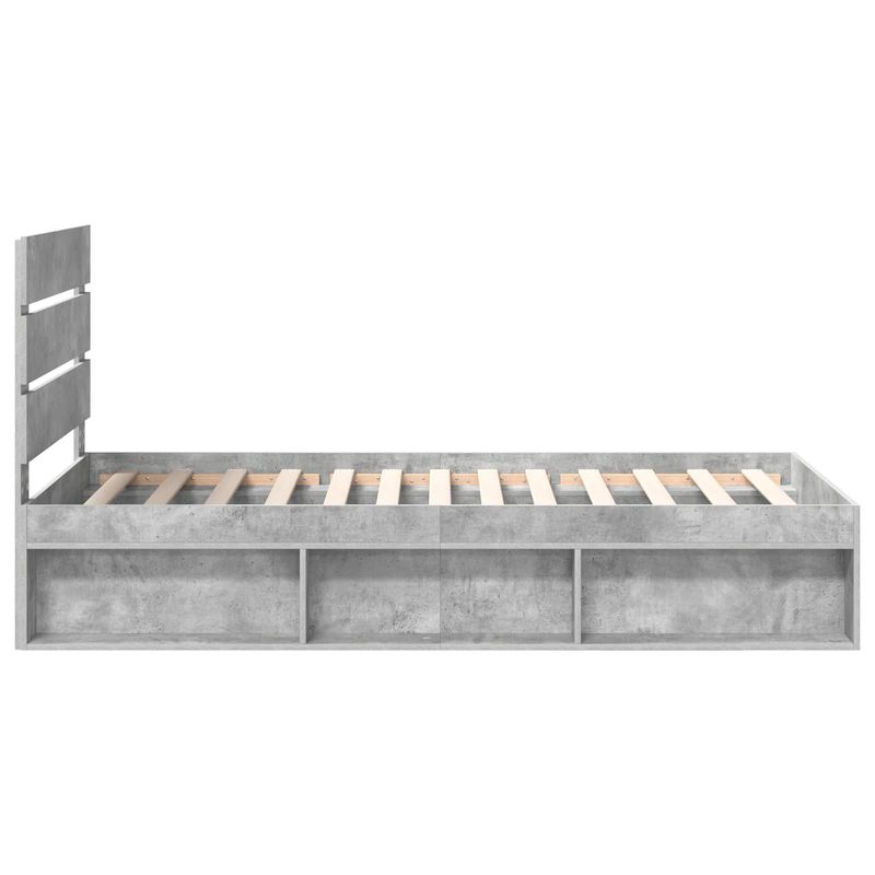 Casa si Gradina - Mobilier - Paturi si accesorii - Paturi - Cadru de pat cu headboard Beton 90 x 200 cm Lemn de pin masiv - Infinity.ro