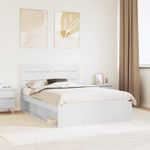 Casa si Gradina - Mobilier - Paturi si accesorii - Paturi - Cadru de pat cu headboard Alb 160 x 200 cm Lemn de pin masiv - Infinity.ro