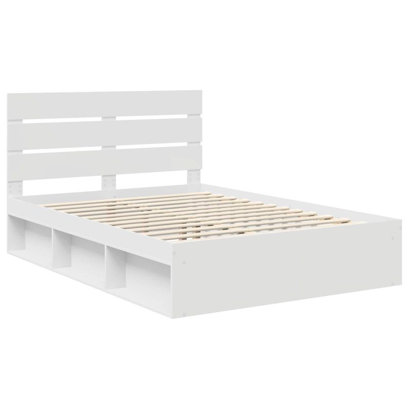 Casa si Gradina - Mobilier - Paturi si accesorii - Paturi - Cadru de pat cu headboard Alb 160 x 200 cm Lemn de pin masiv - Infinity.ro