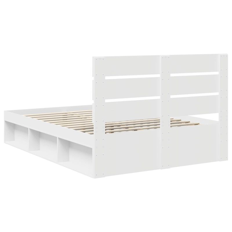 Casa si Gradina - Mobilier - Paturi si accesorii - Paturi - Cadru de pat cu headboard Alb 160 x 200 cm Lemn de pin masiv - Infinity.ro
