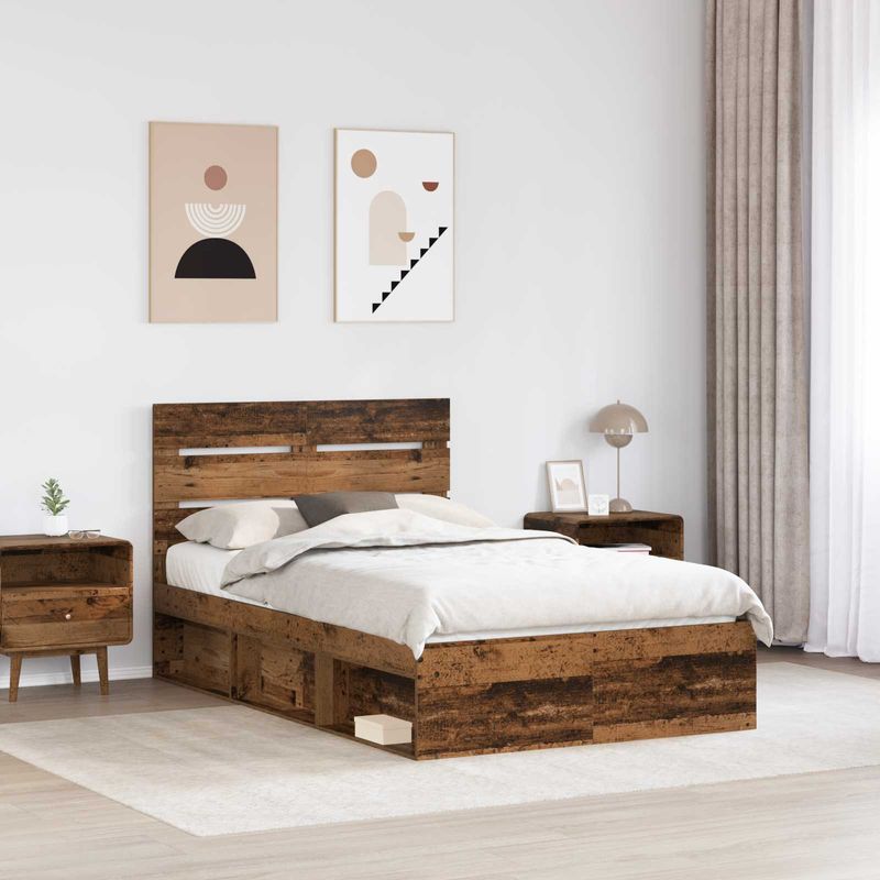 Casa si Gradina - Mobilier - Paturi si accesorii - Paturi - Cadru de pat Lemn vechi 120 x 190 cm Lemn de pin masiv - Infinity.ro