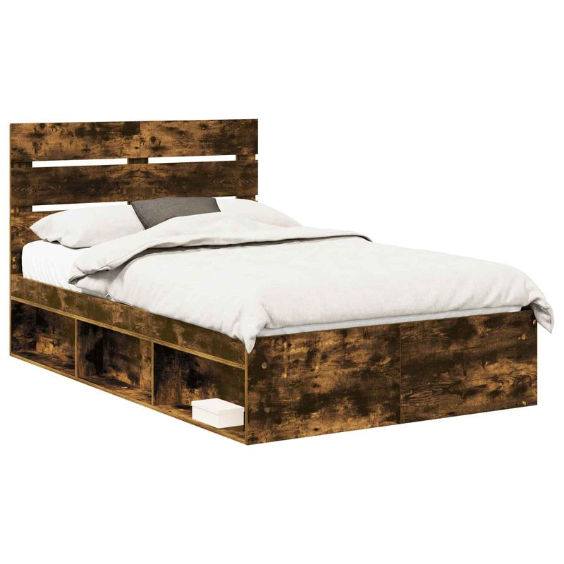 Casa si Gradina - Mobilier - Paturi si accesorii - Paturi - Cadru de pat Stejar fumuriu 120 x 190 cm Lemn de pin masiv - Infinity.ro