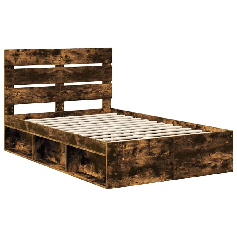 Casa si Gradina - Mobilier - Paturi si accesorii - Paturi - Cadru de pat Stejar fumuriu 120 x 190 cm Lemn de pin masiv - Infinity.ro