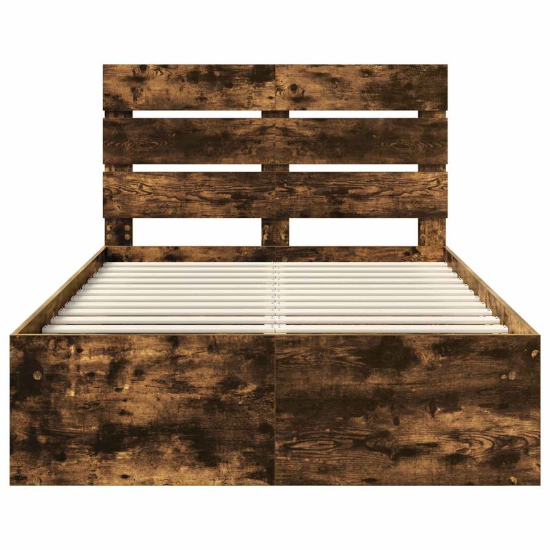 Casa si Gradina - Mobilier - Paturi si accesorii - Paturi - Cadru de pat Stejar fumuriu 120 x 190 cm Lemn de pin masiv - Infinity.ro