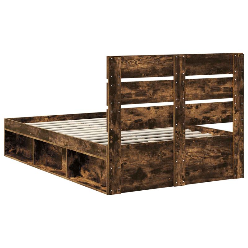 Casa si Gradina - Mobilier - Paturi si accesorii - Paturi - Cadru de pat Stejar fumuriu 120 x 190 cm Lemn de pin masiv - Infinity.ro