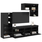 Casa si Gradina - Mobilier - Comode si corpuri - Comode - Unitati pentru Pereti de TV 6 pcs Stejar Negru Lemn compozit - Infinity.ro